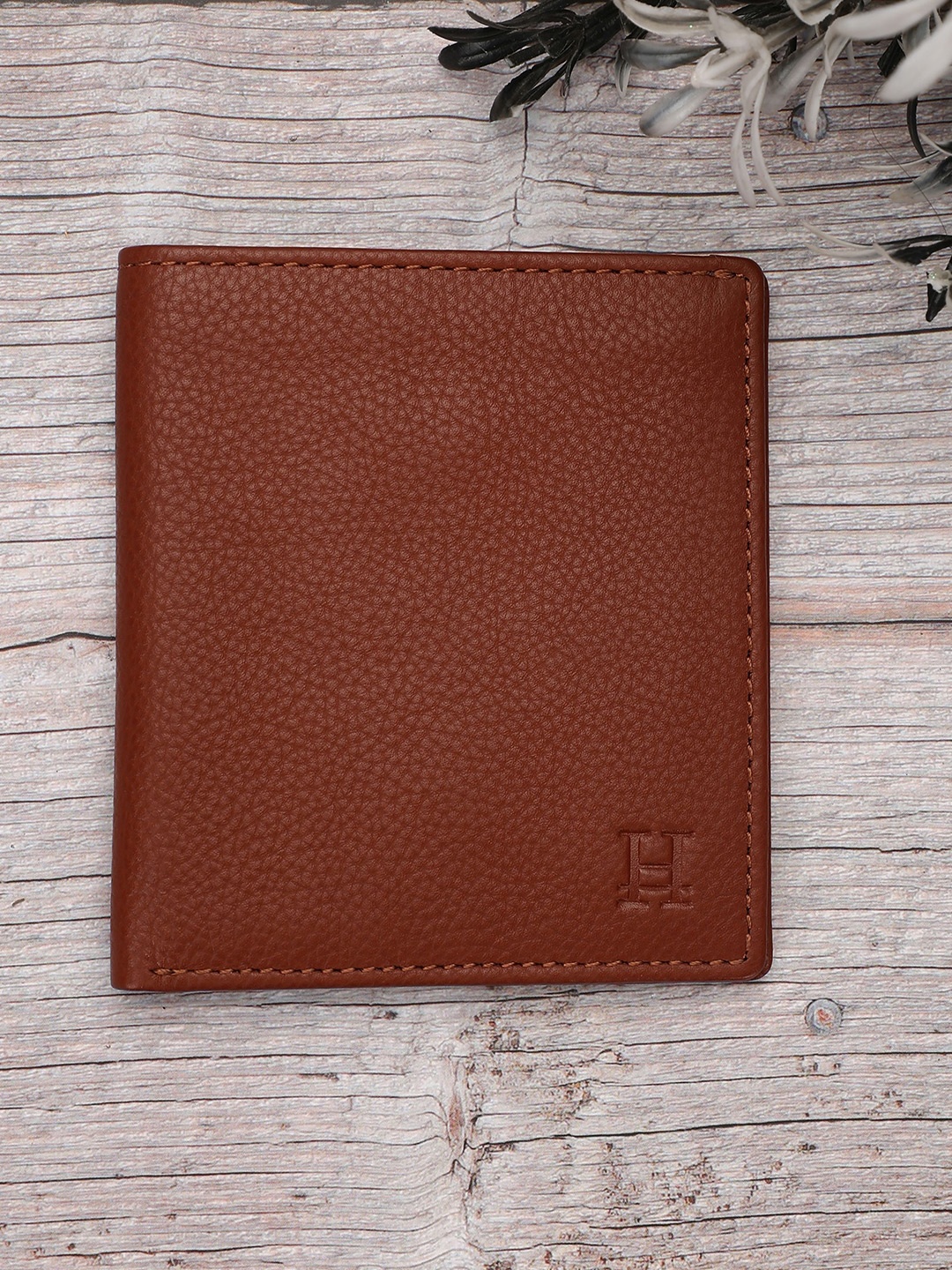 

HIROSHI Men Leather Two Fold Wallet, Tan