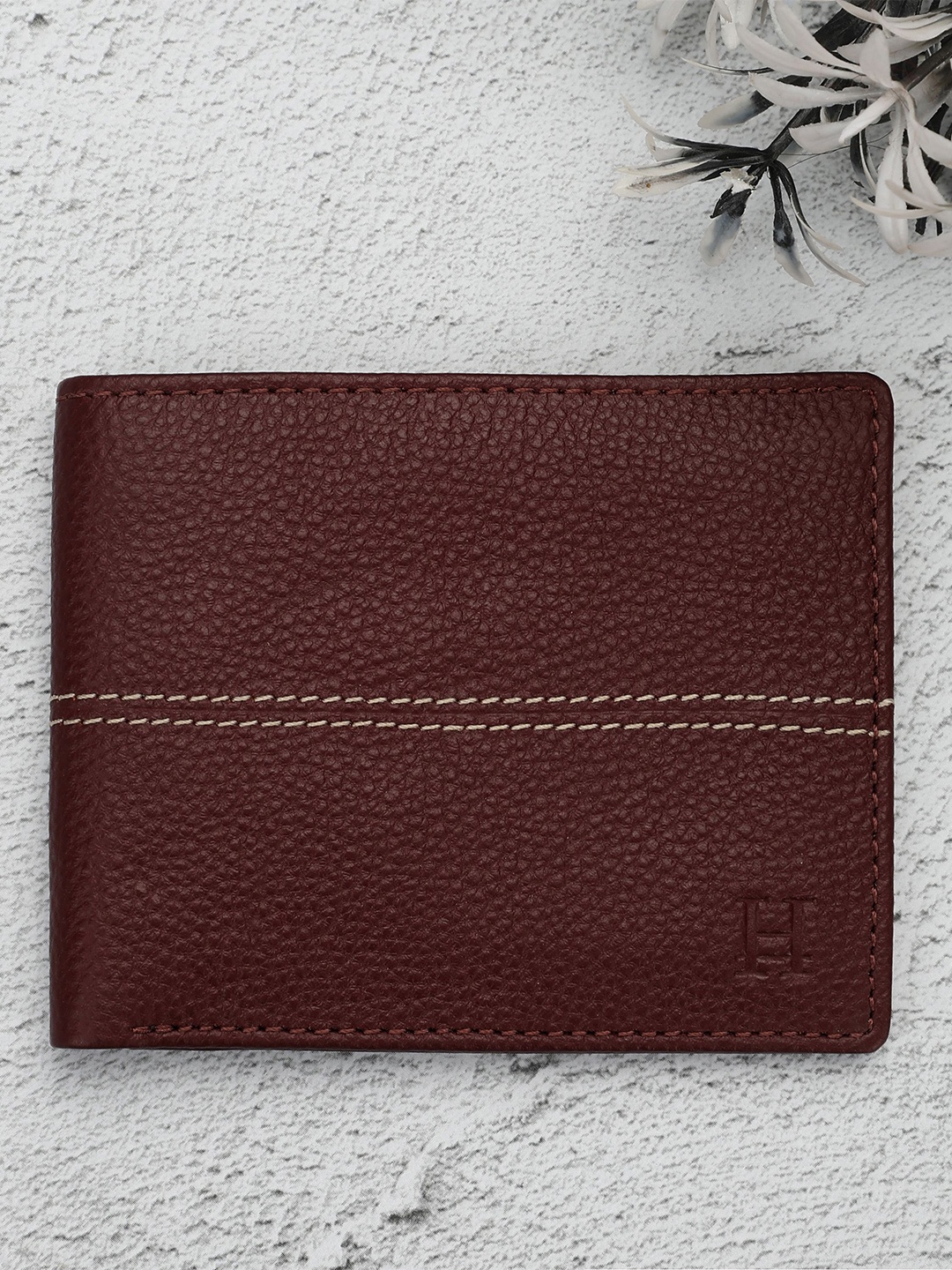 

HIROSHI Men Leather Two Fold Wallet, Maroon