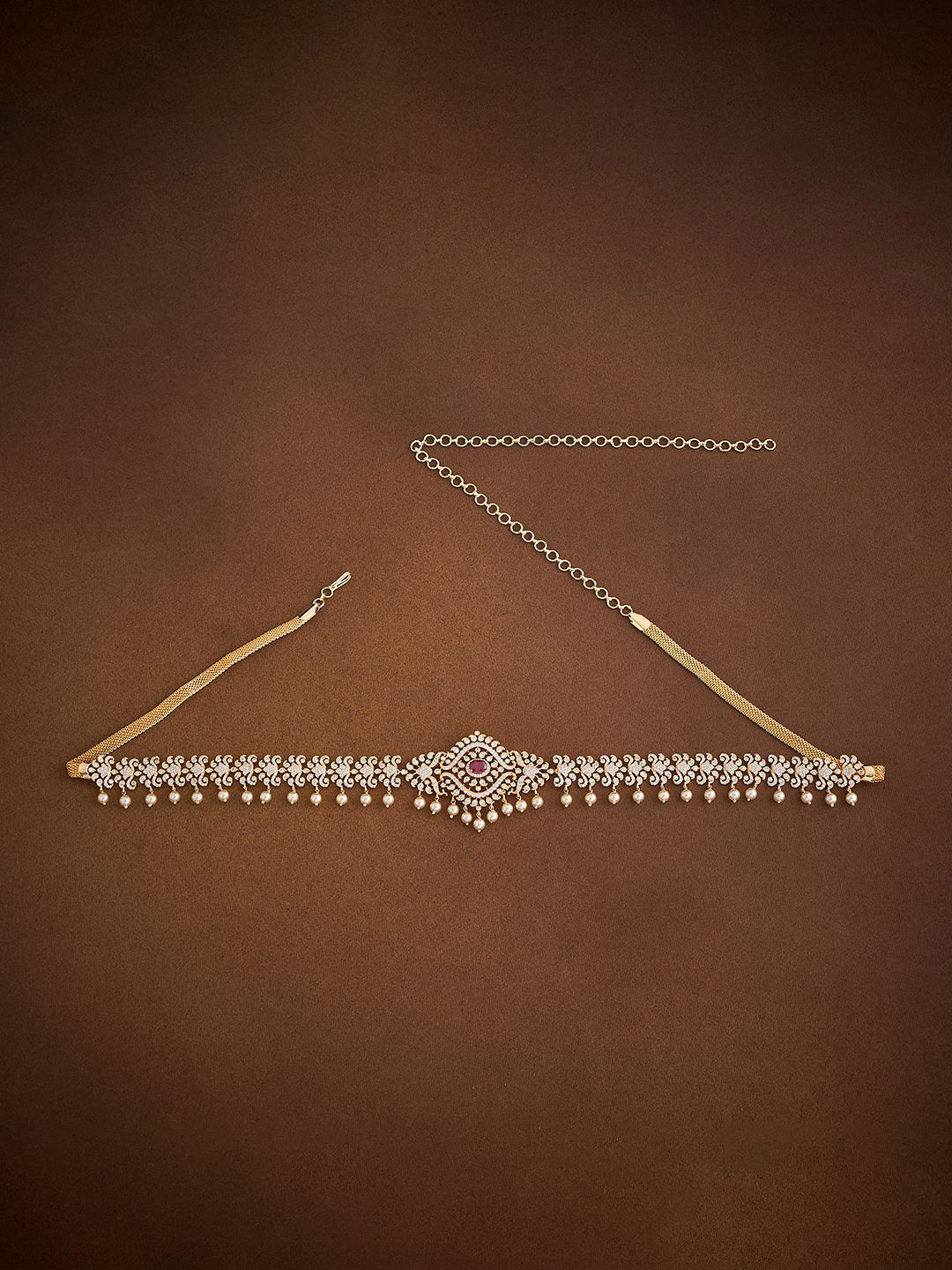 

Kushal's Fashion Jewellery Gold-Plated Zircon Studded & Beaded Antique Waist Chain