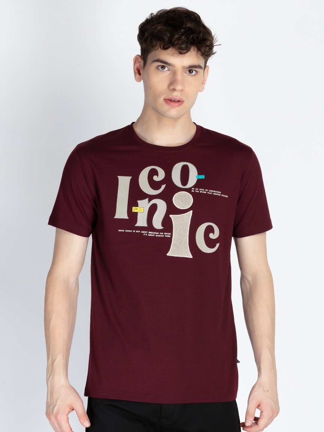 

Status Quo Men Printed Applique T-shirt, Maroon