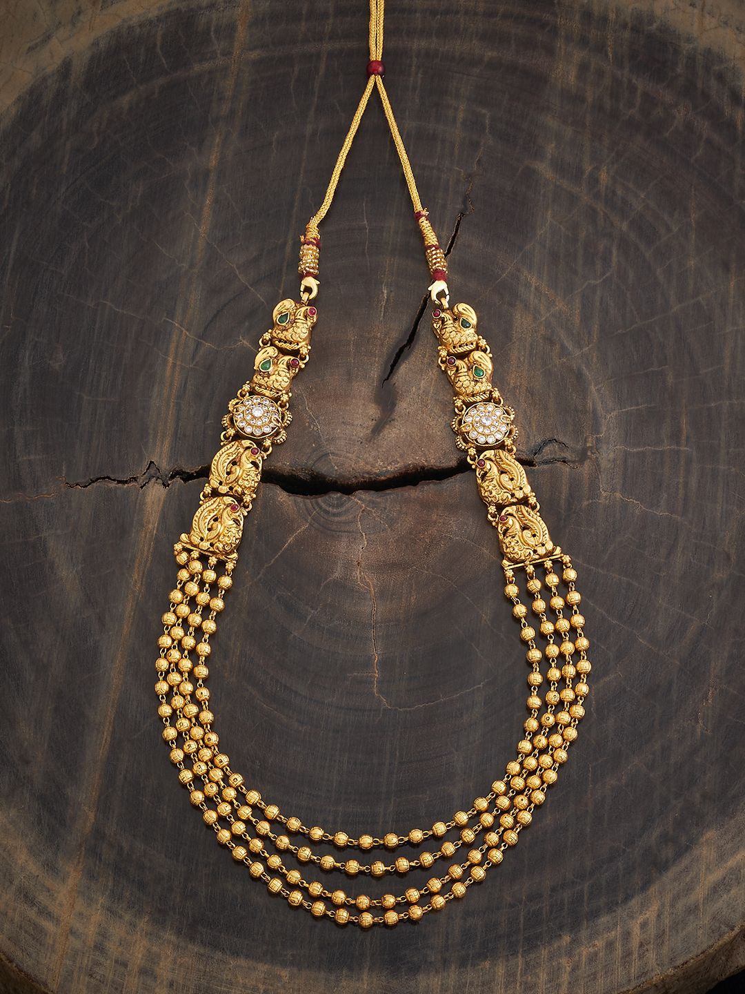 

Kushal's Fashion Jewellery 92.5 Pure Silver Gold-Plated Ruby Studded Necklace