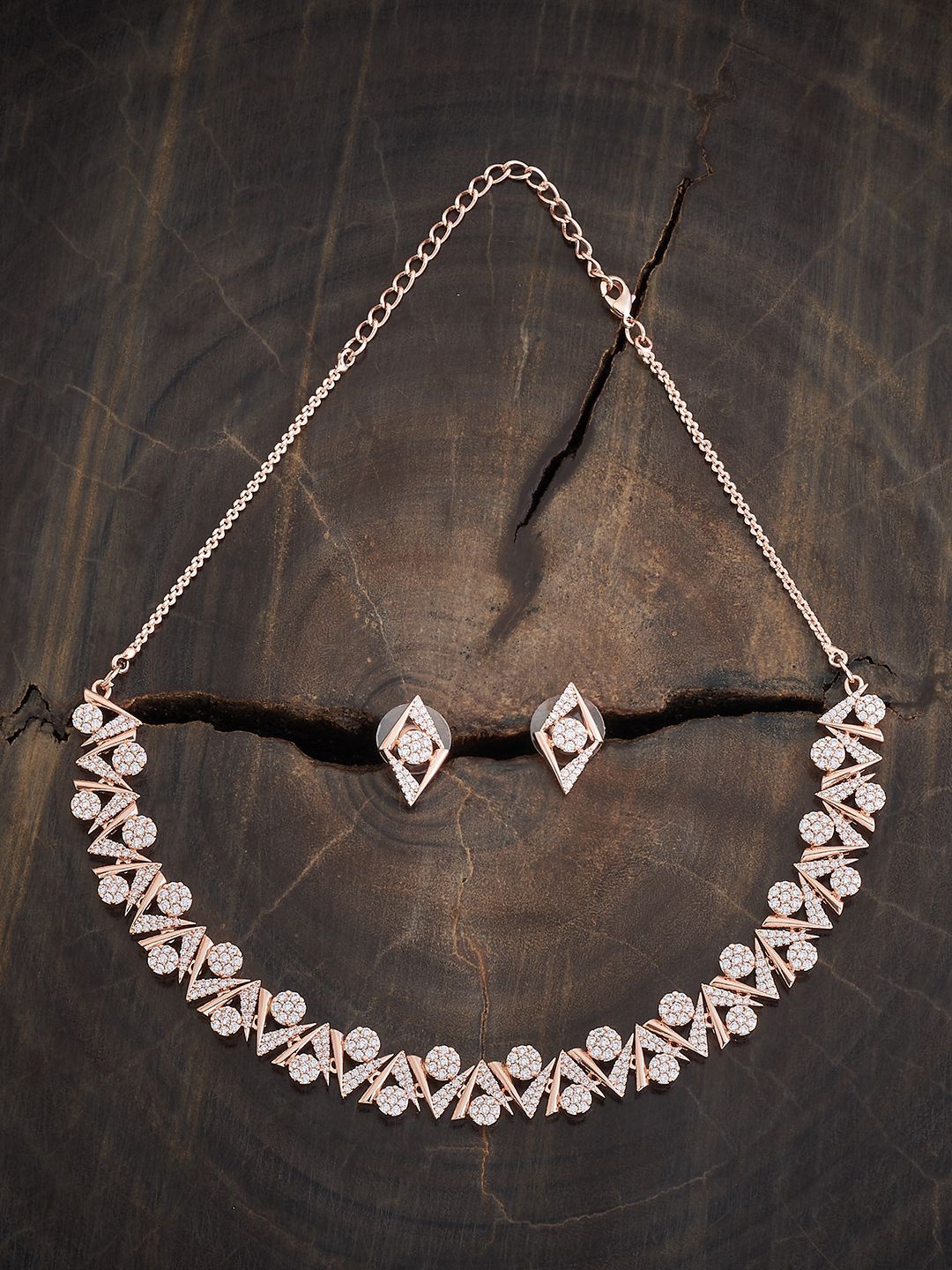 

Kushal's Fashion Jewellery Rose Gold-Plated Cubic Zirconia Stone-Studded Jewellery Set
