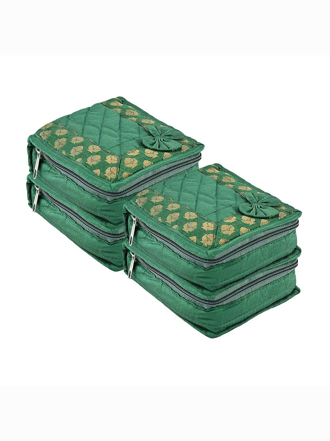 

Kuber Industries Green & Gold Toned 4 Pieces Printed Wardrobe Jewellery Organisers