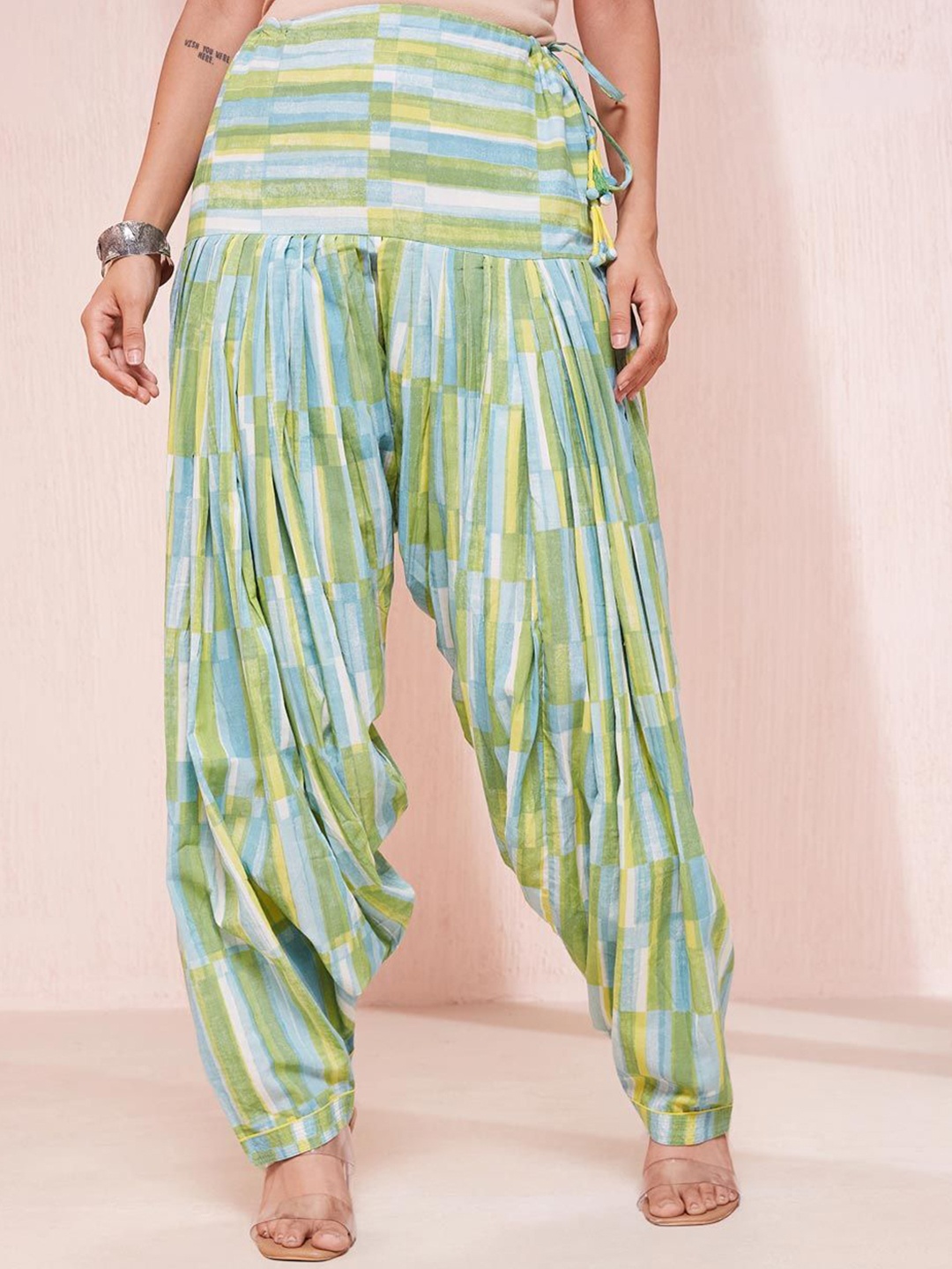 

Fabindia Printed Mid-Rise Patiala, Blue