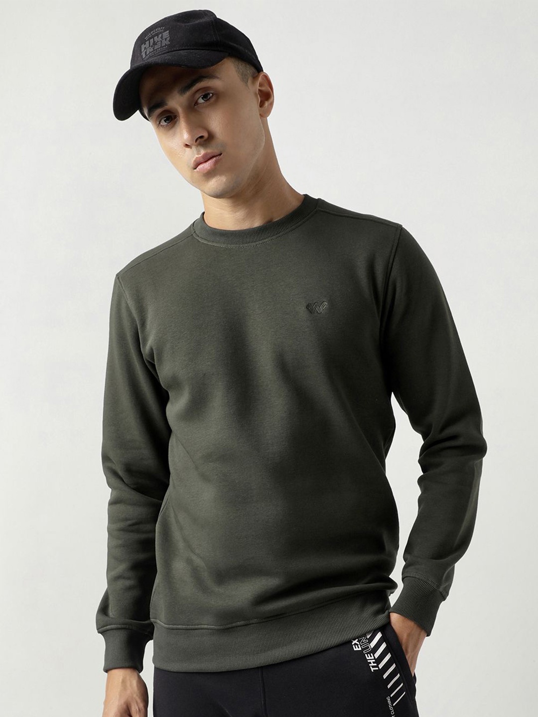 

Wildcraft Men Solid Round Neck Cotton Pullover Sweatshirt, Grey