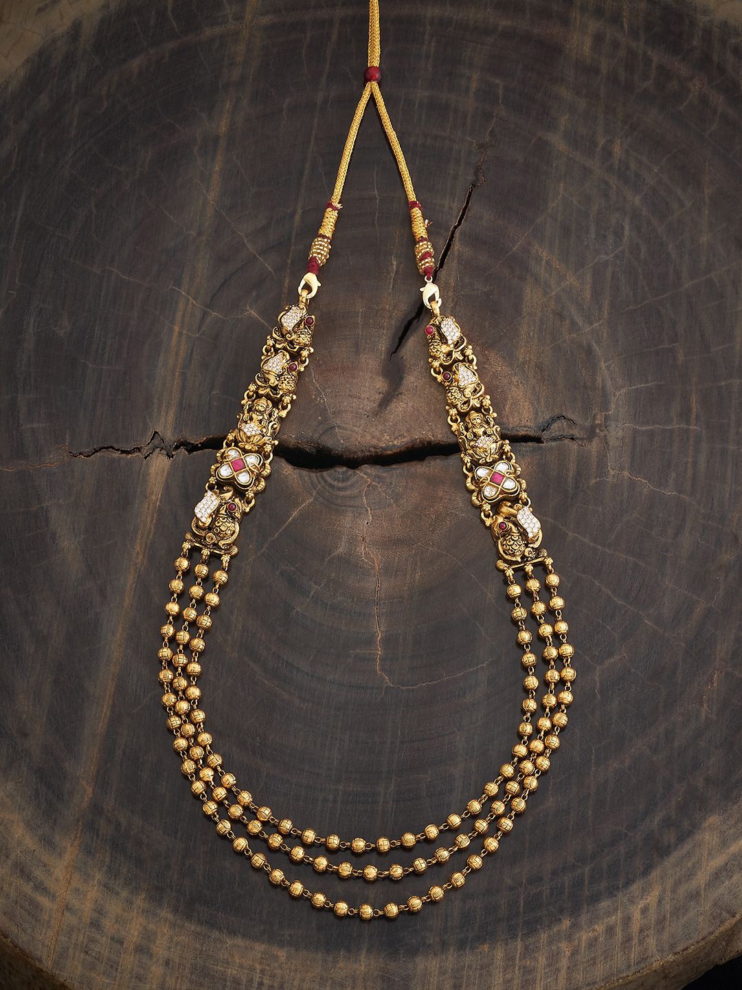 

Kushal's Fashion Jewellery Silver Gold-Plated Temple Necklace