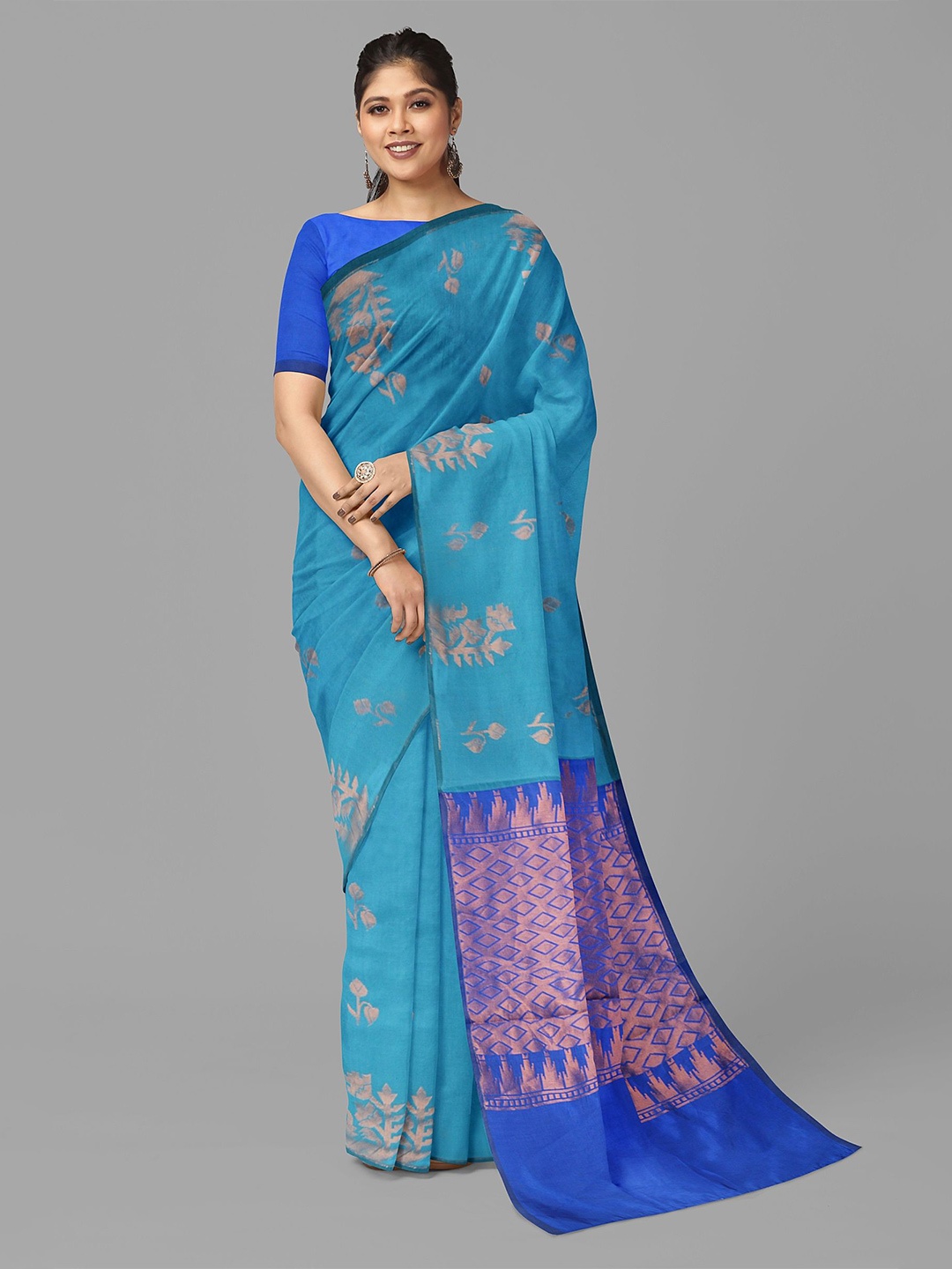 

The Chennai Silks Woven Design Floral Zari Saree, Blue