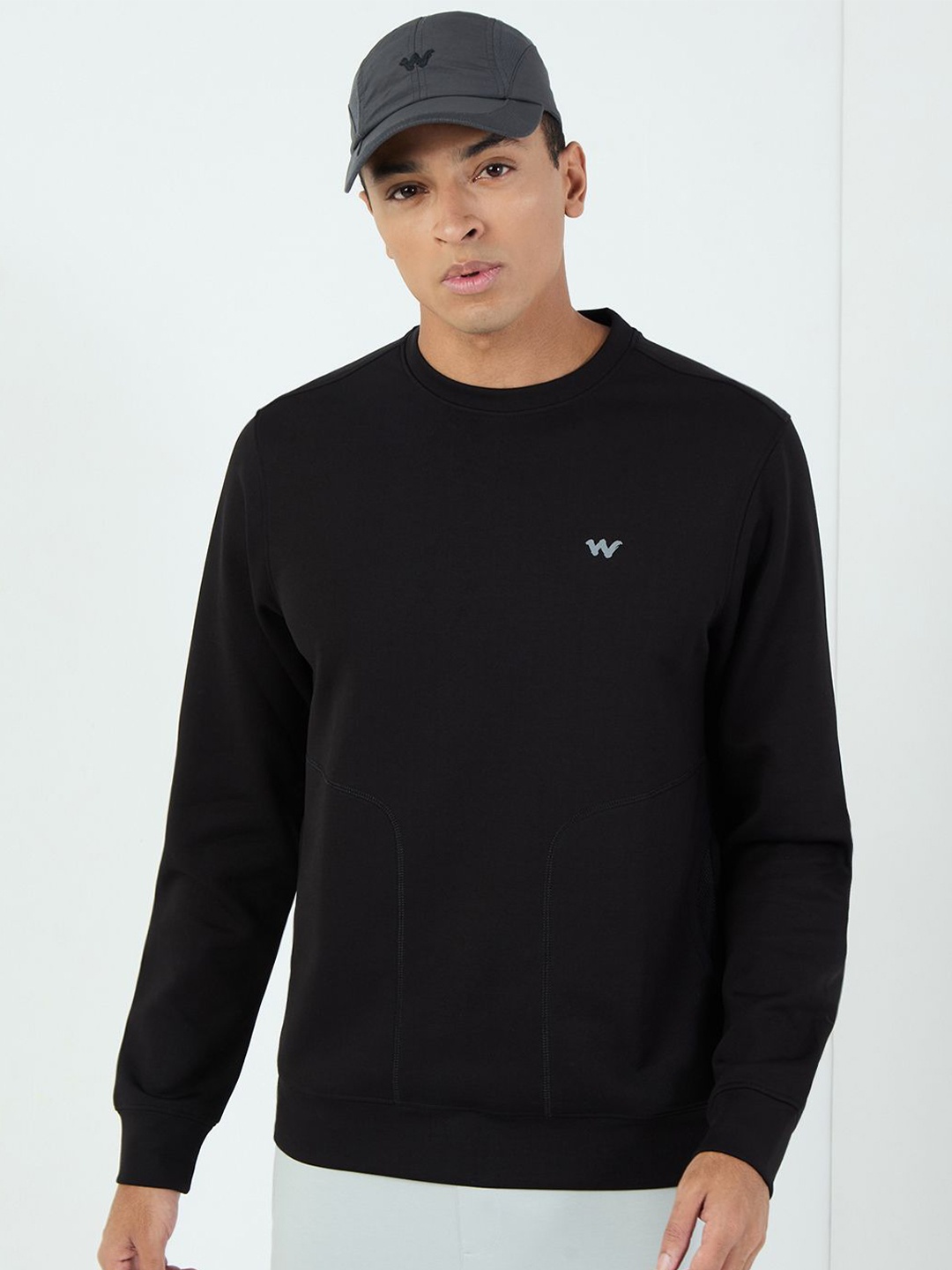 

Wildcraft Men Solid Round Neck Cotton Pullover Sweatshirt, Black