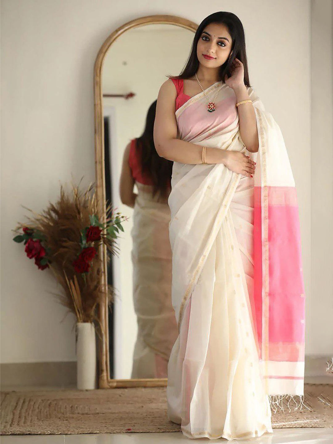 

Anjaneya Sarees Woven Design Zari Banarasi Saree, White