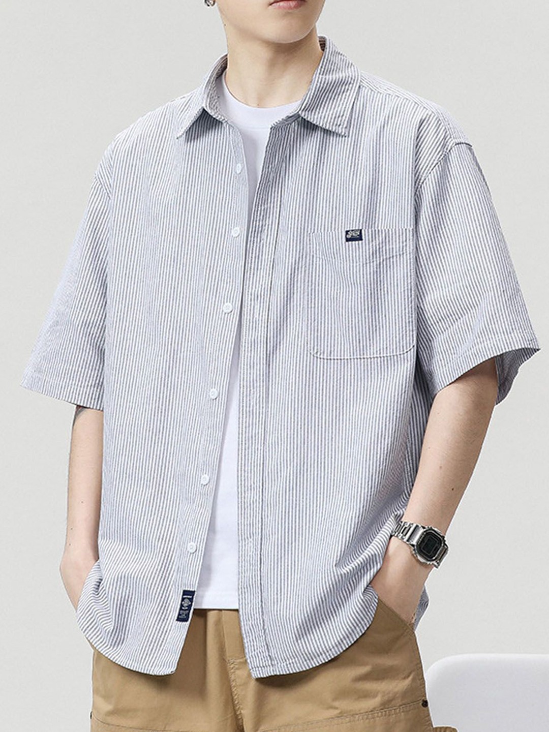 

StyleCast Men Opaque Striped Casual Shirt, Blue