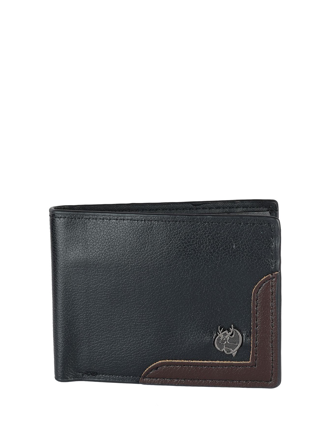 

SAZARA Men Leather Two Fold Wallet, Black