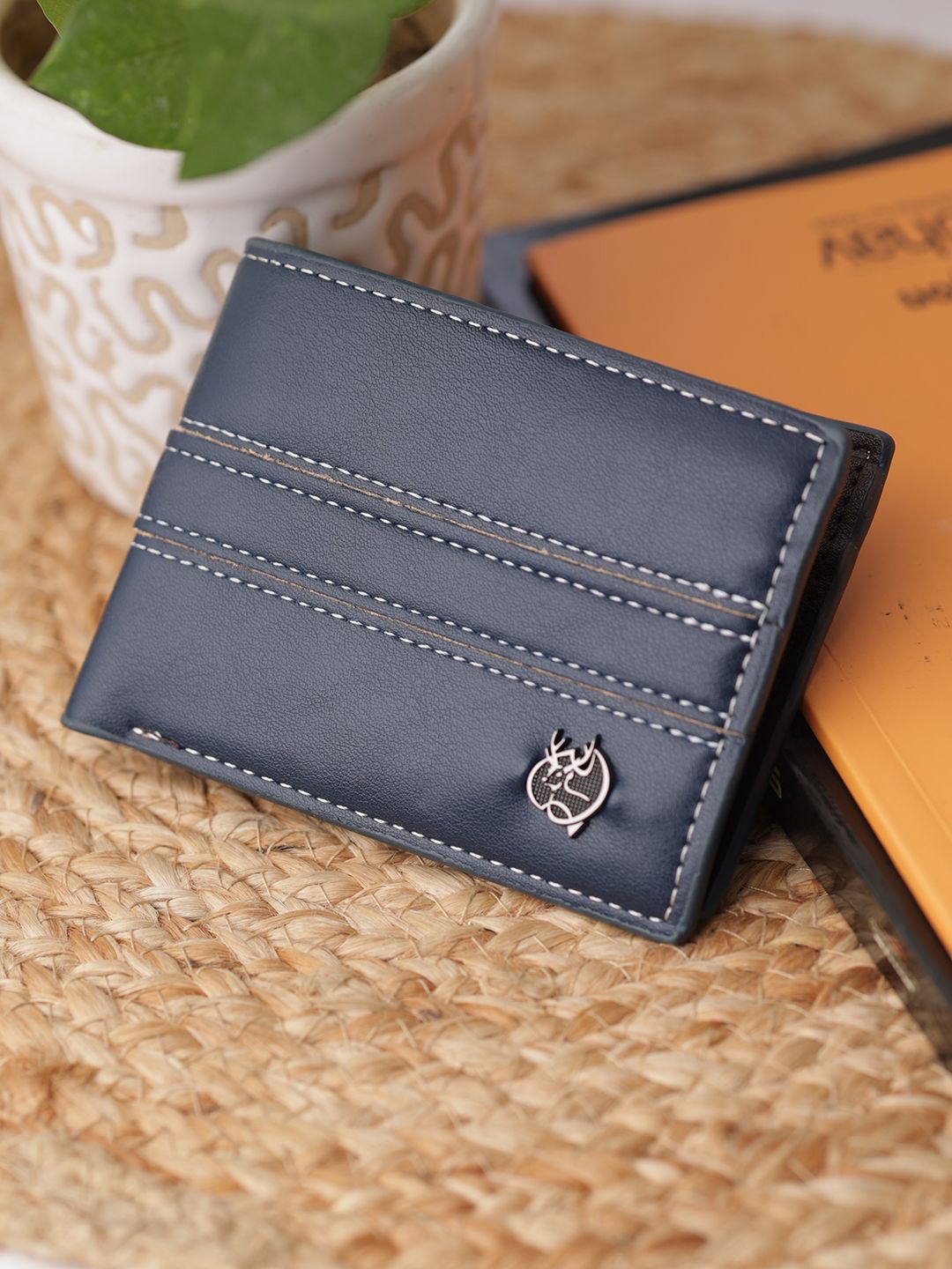 

SAZARA Men Leather Two Fold Wallet, Blue