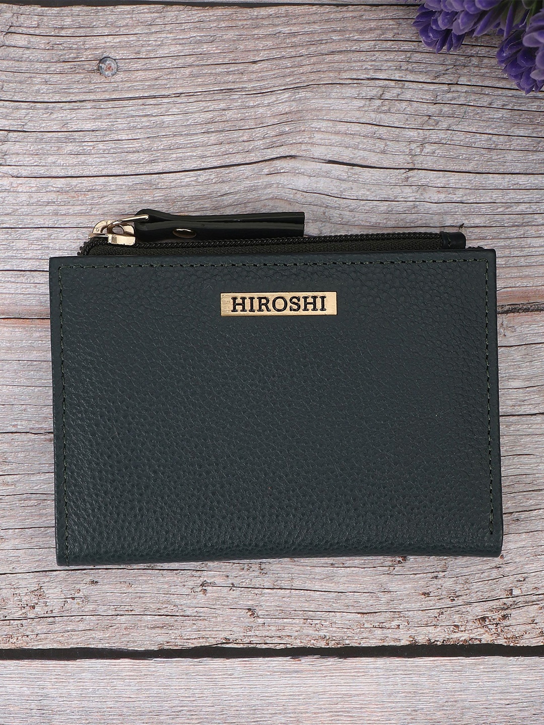 

HIROSHI Women Leather Two Fold Wallet, Green