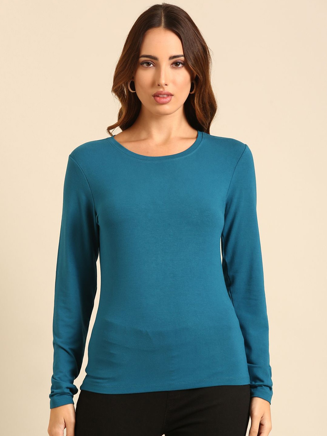 

De Moza Women Round Neck Top, Teal