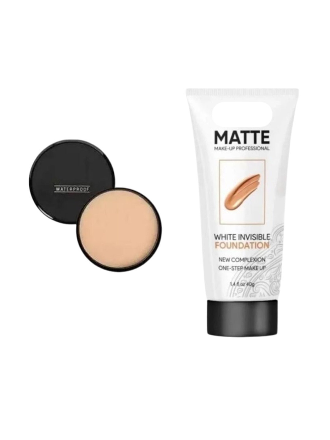 

YELGO Matte Finish Compact Powder & White Invisible Foundation Combo, Brown