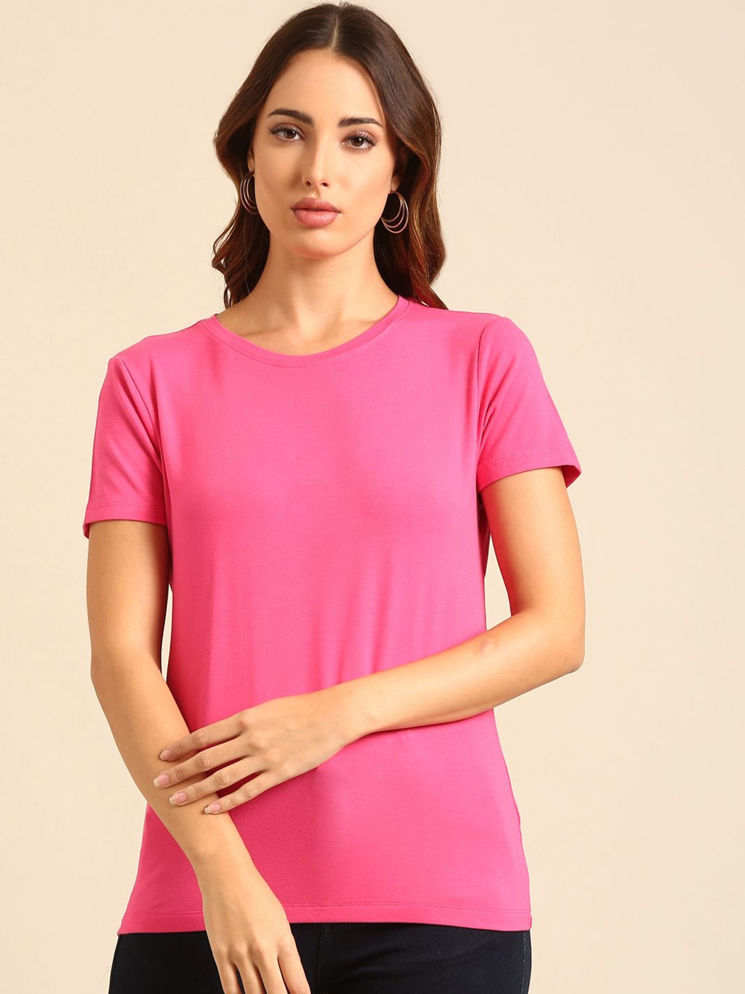 

De Moza Women Round Neck Top, Pink