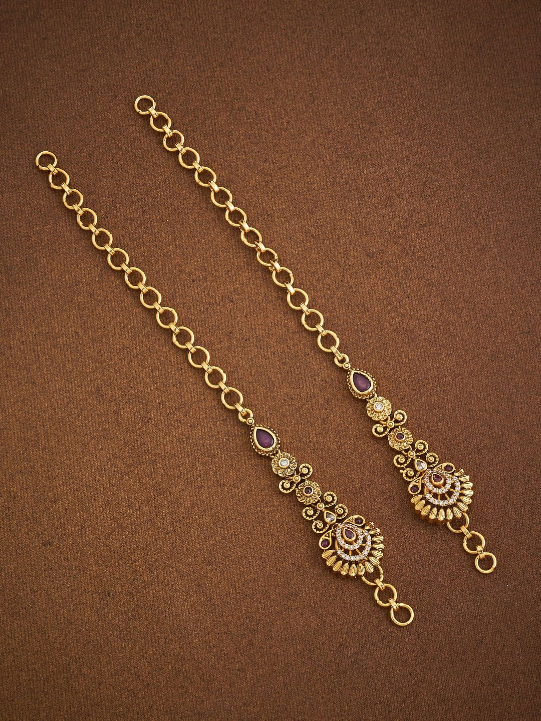 

Kushal's Fashion Jewellery Women Set Of 2 Ethnic Antique Embellished Matil, Gold