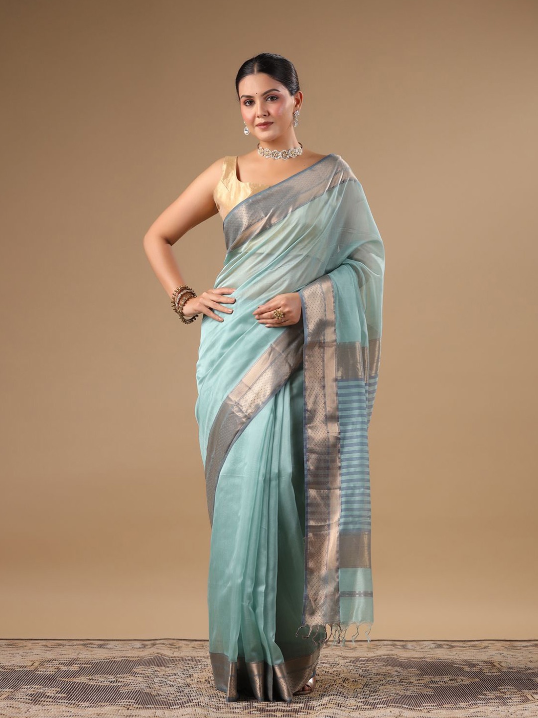 

Moora Woven Design Zari Saree, Blue