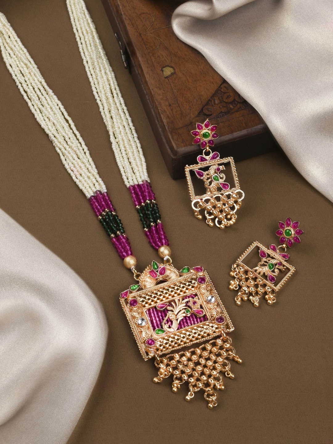 

Kalakrith Milano Stone Studded & Beaded Jewellery Set, Gold
