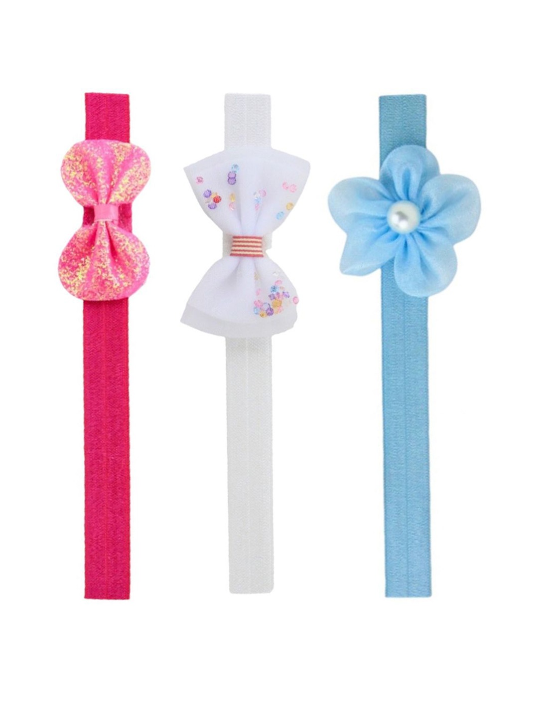 

BAESD Girls Pack of 3 Bandana Cotton Flower & Bow Headband, Blue