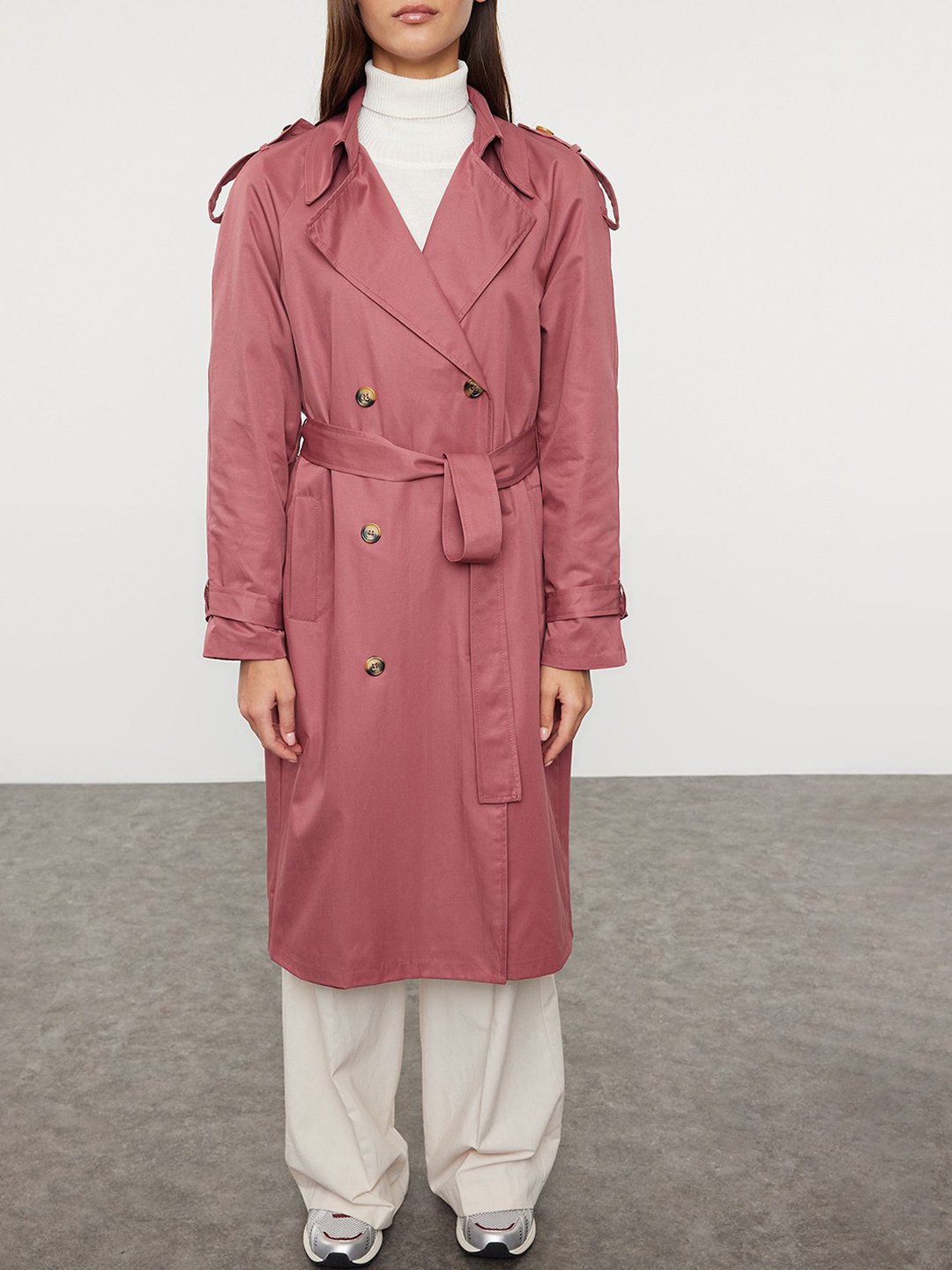

Trendyol Long Sleeves Overcoats, Rose