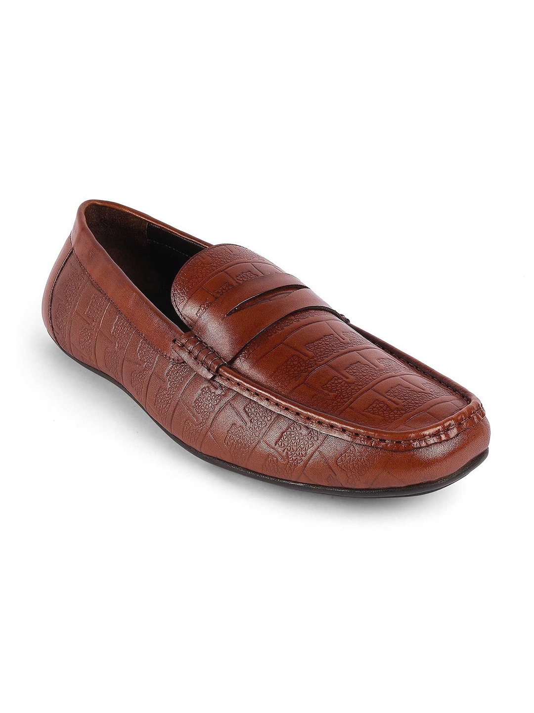 

Tresmode Men Leather Slip-On Loafers, Tan