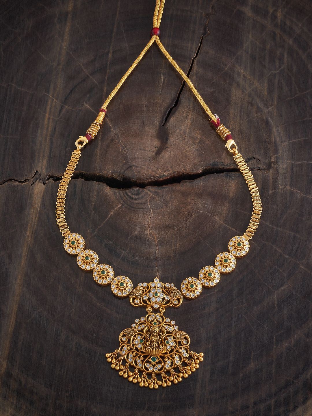 

Kushal's Fashion Jewellery Silver Gold-Plated Temple Necklace
