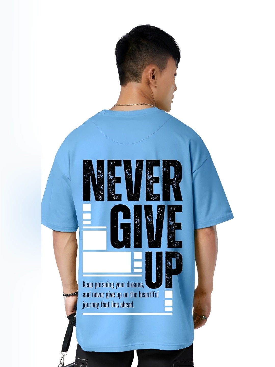

TBS- THE BARGAIN STREET Men Bio Finish Typography Printed Cotton Oversized T-shirt, Blue