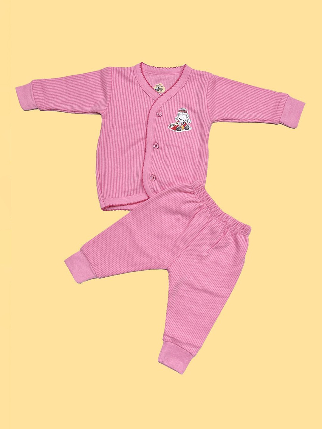 

INFERNO Infants Pack Of 2 Ribbed Cotton Thermal Set, Pink