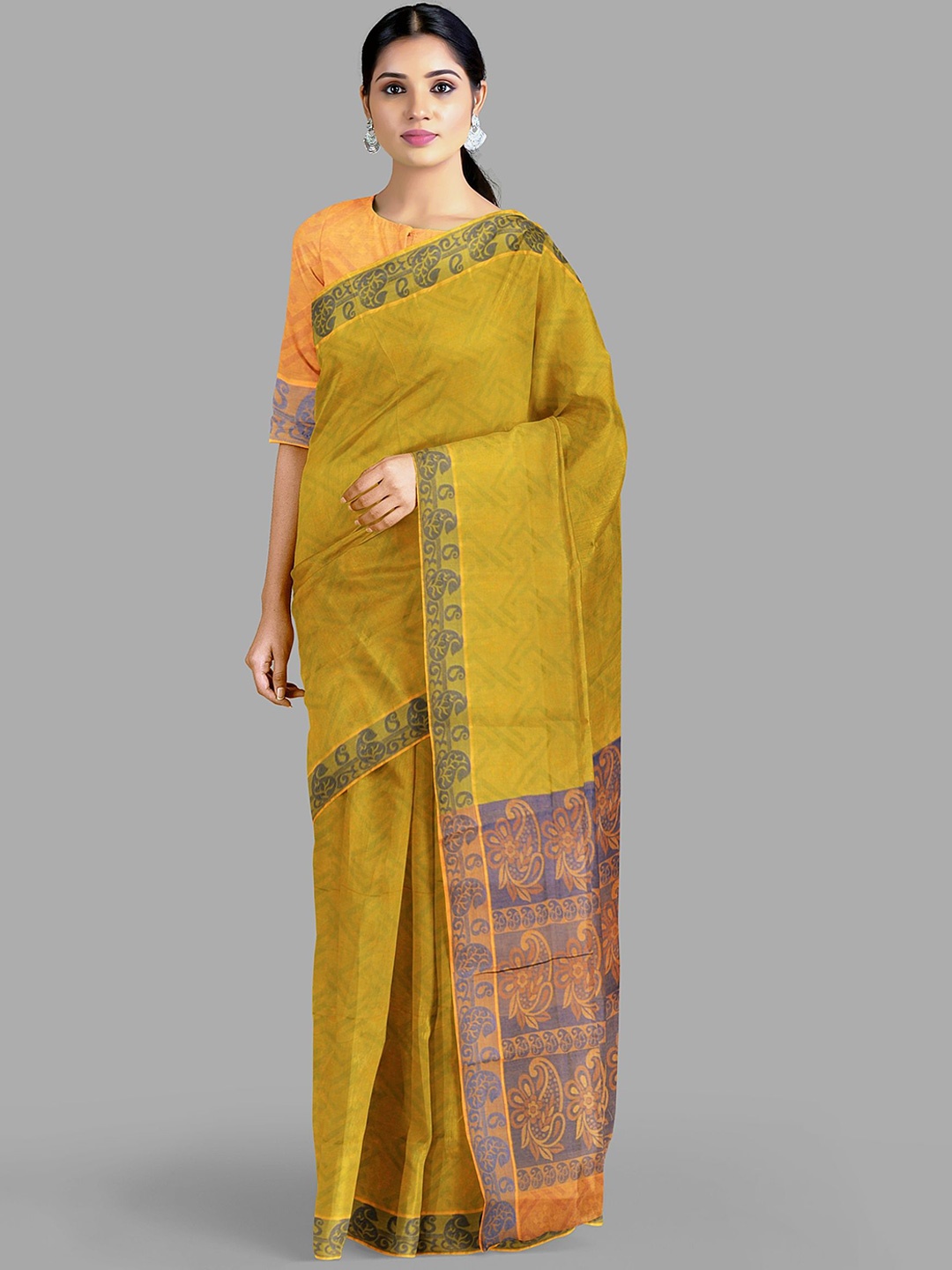 

The Chennai Silks Pure Cotton Kovai Saree, Yellow