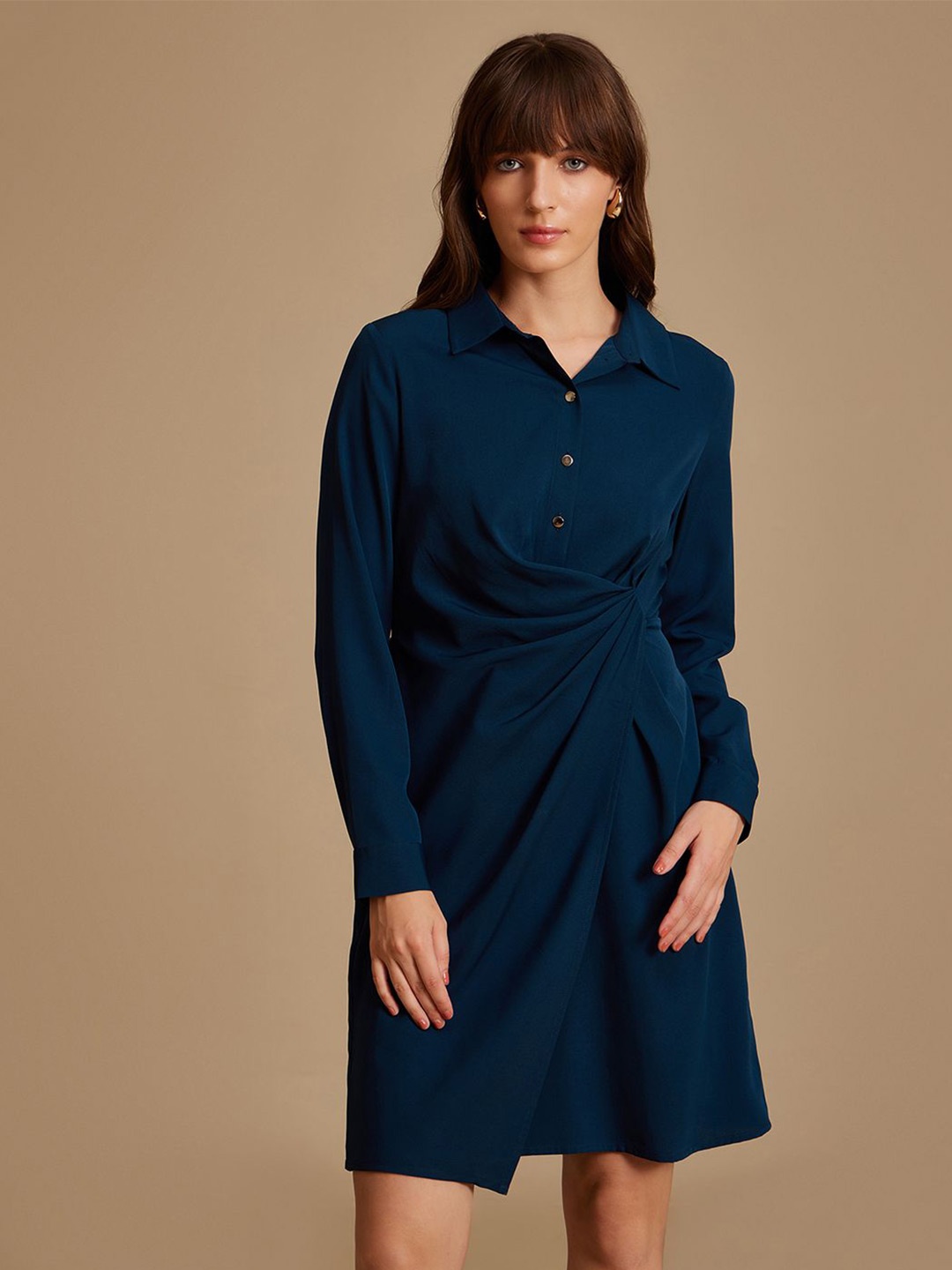 

Kazo Women's Satin Formal Above Knee Length Dress, Navy blue