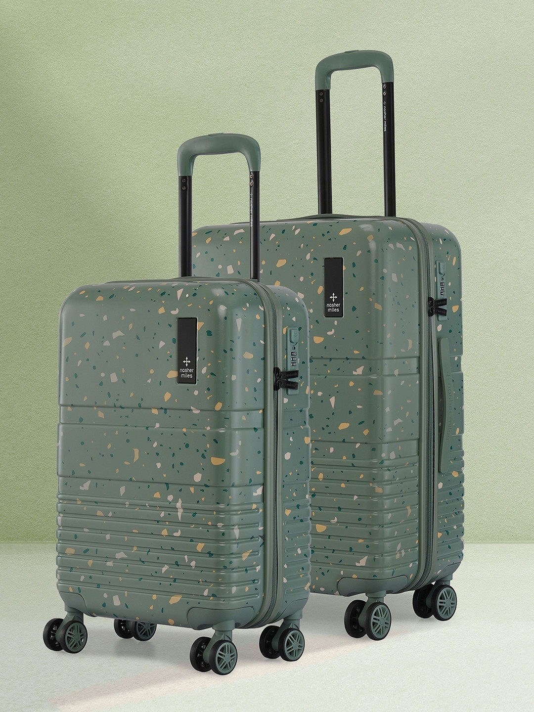 

Nasher Miles Set 0f 2 Printed Hard Sided Trolley Bag, Green