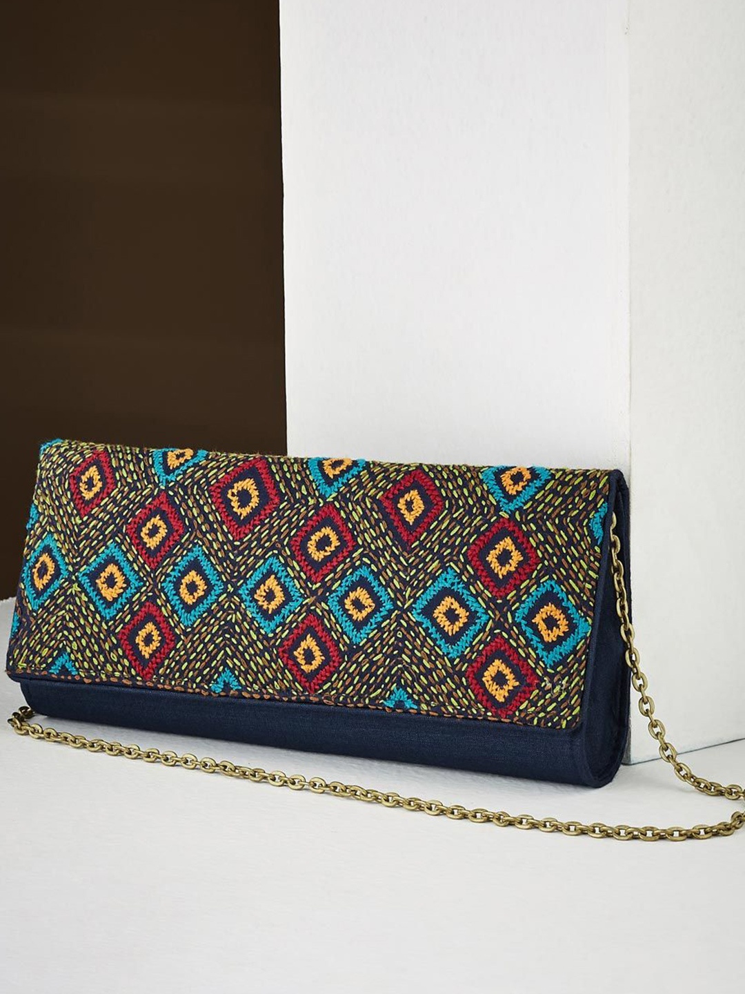 

Fabindia Embroidered Purse Clutch, Blue