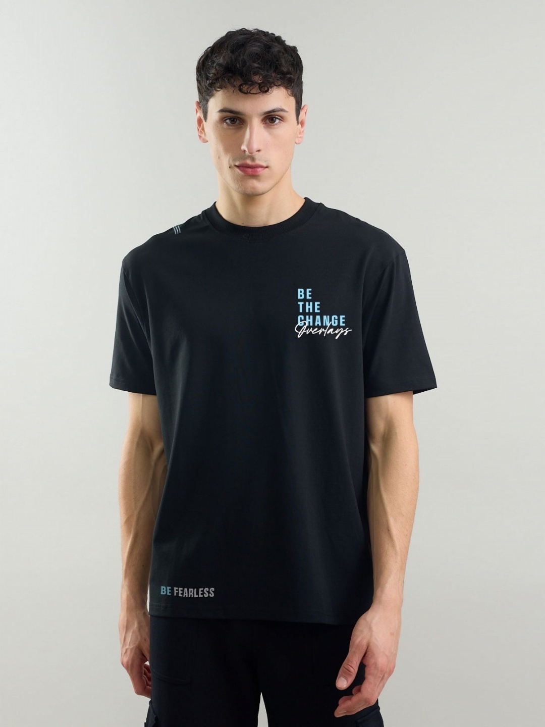 

Overlays Men Typography Extended Sleeves T-shirt, Black