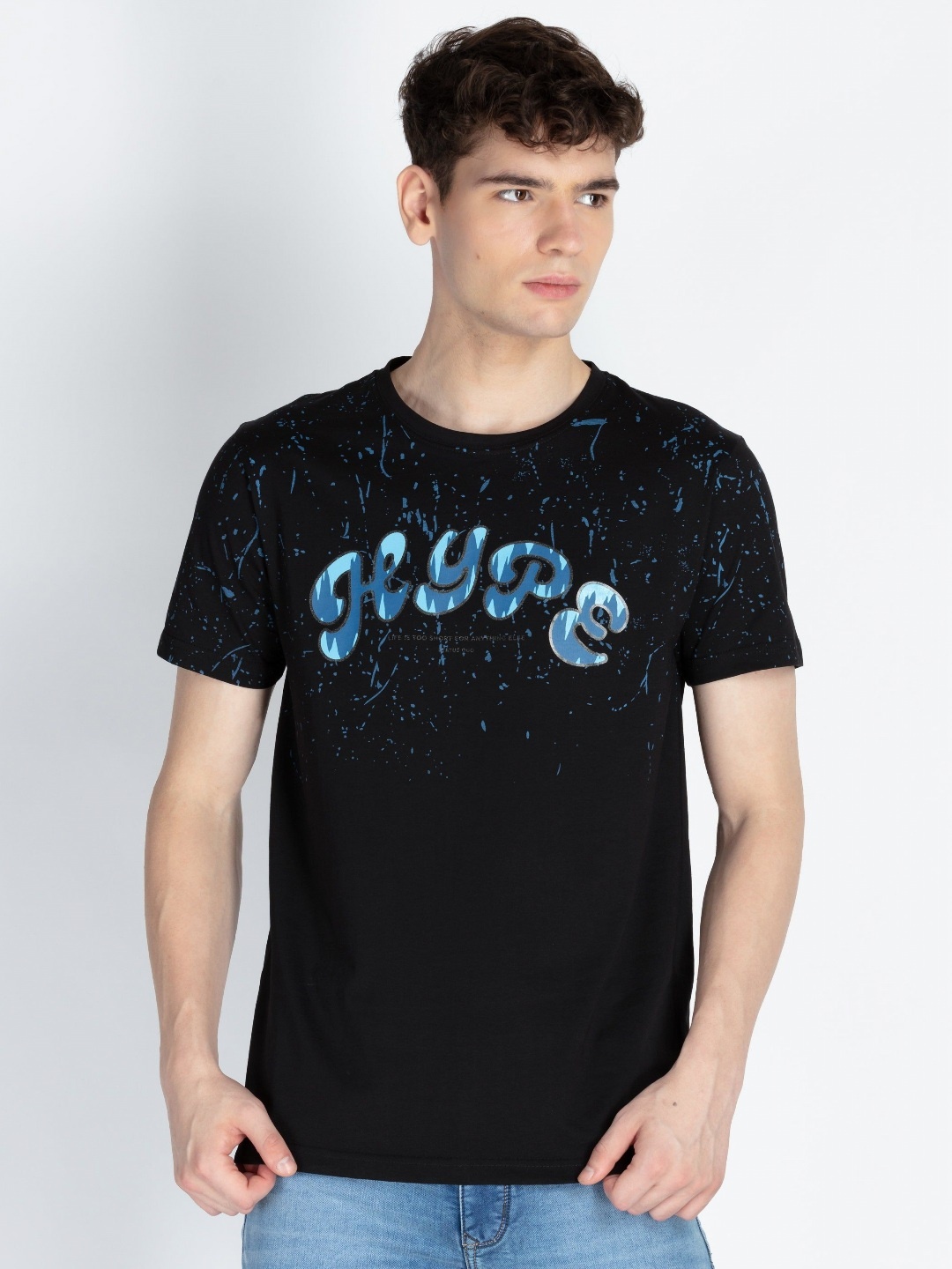 

Status Quo Men Typography Printed Applique T-shirt, Black