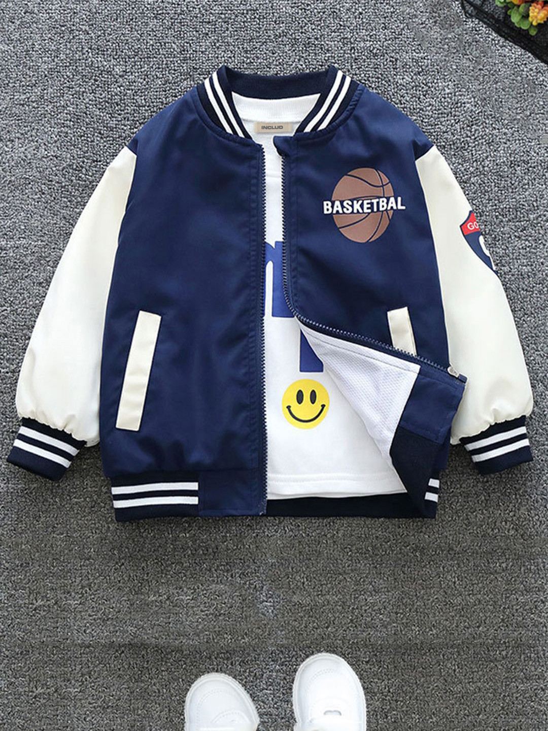 

INCLUD Boys Colourblocked Open Front Jacket, Blue