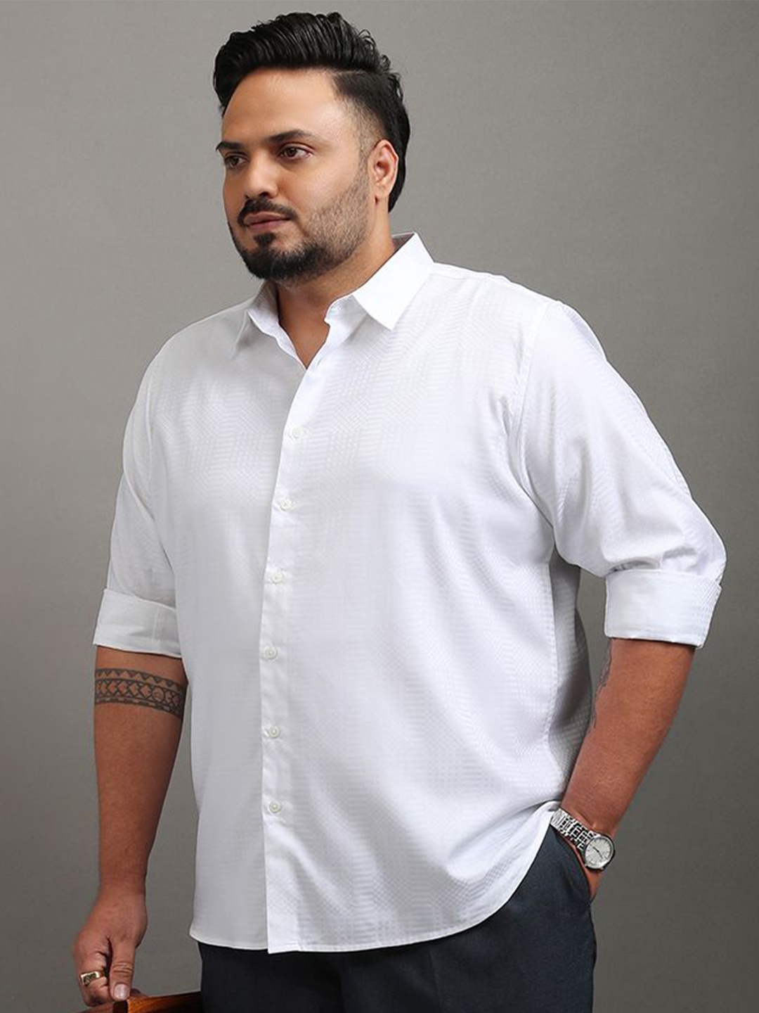 

Highlander Men Plus Size Regular Fit Shirt, White