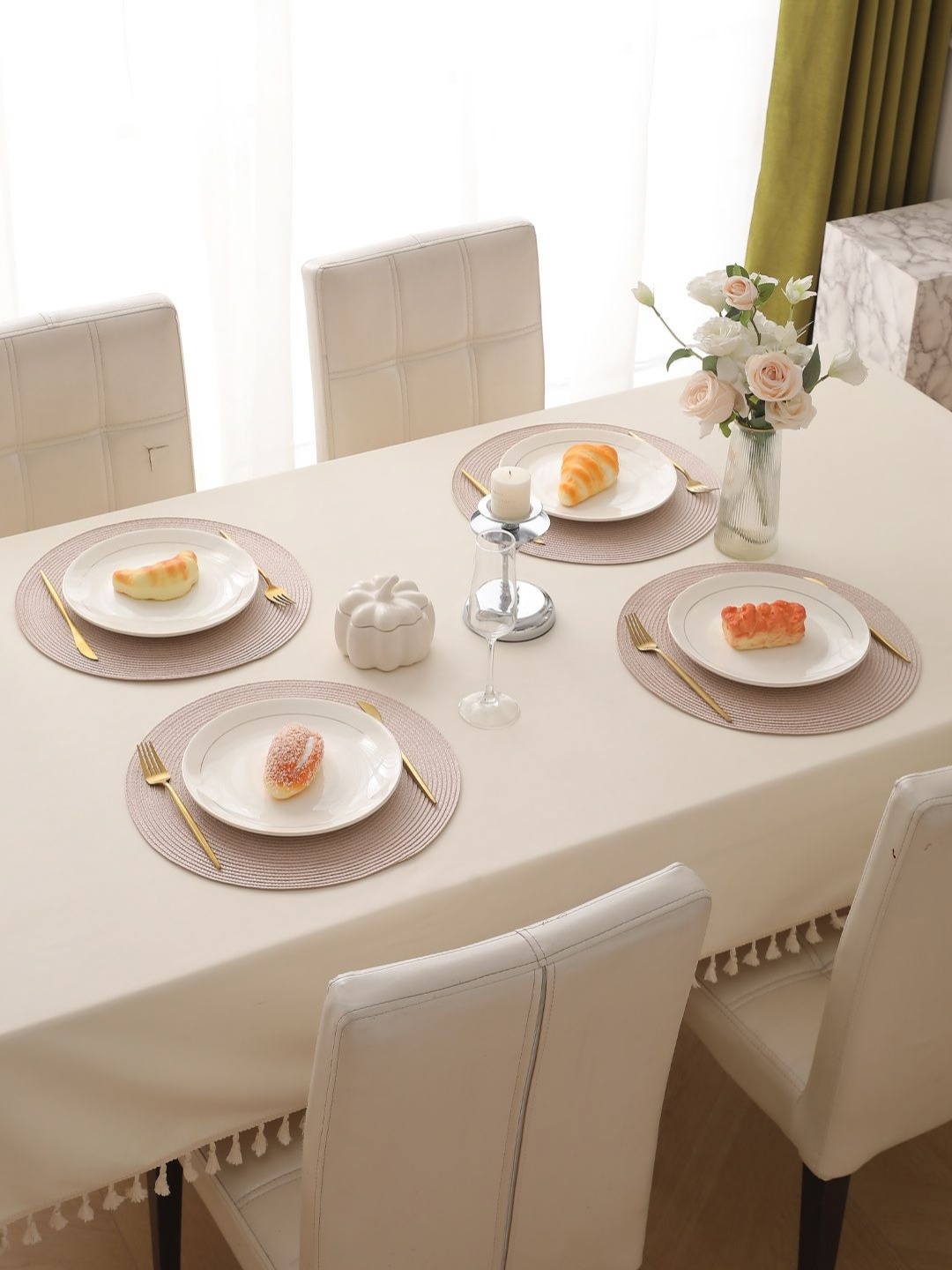 

HOKIPO 4Pcs Pink Round Table Placemats