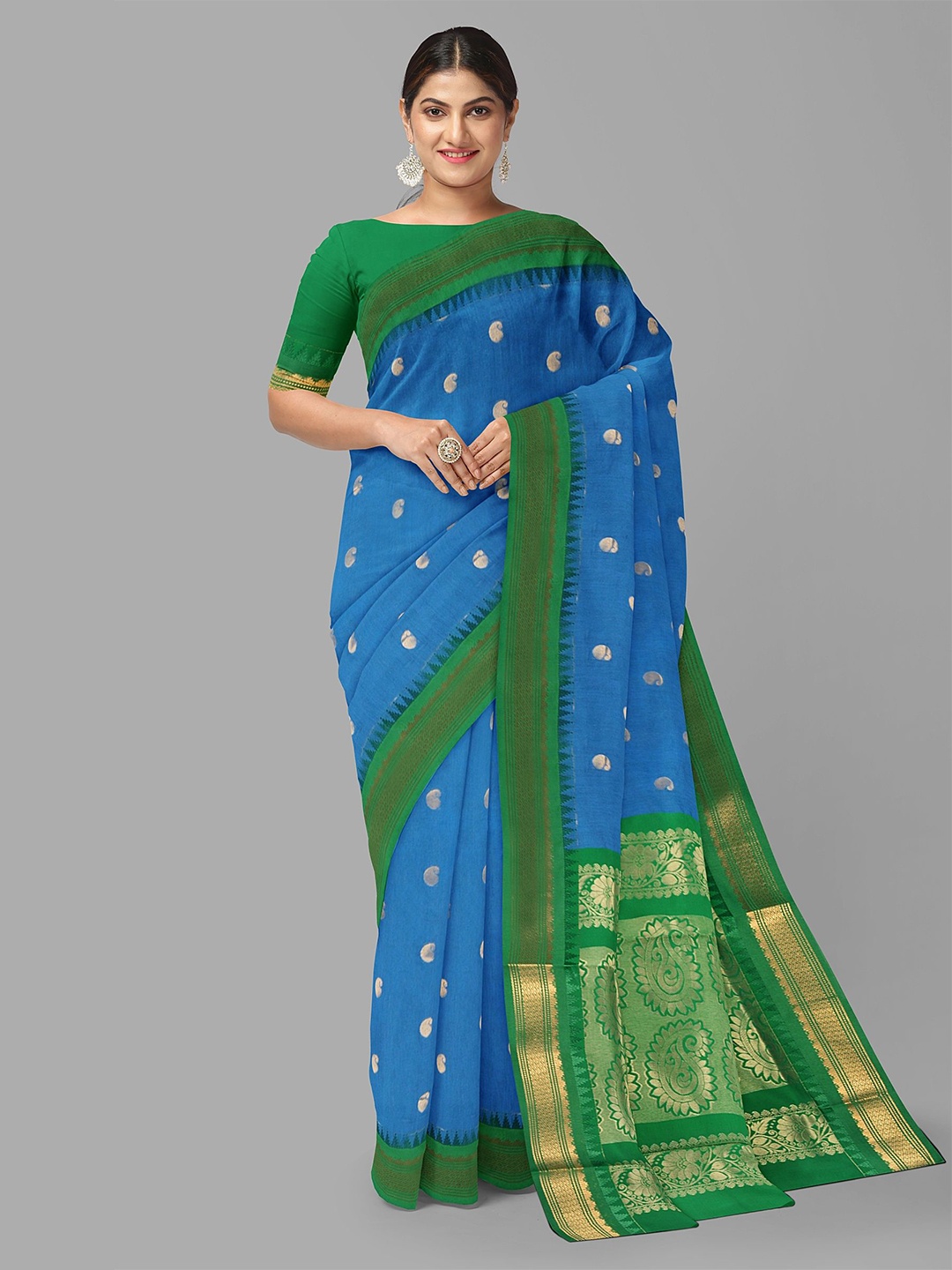 

The Chennai Silks Paisley Zari Maheshwari Saree, Blue