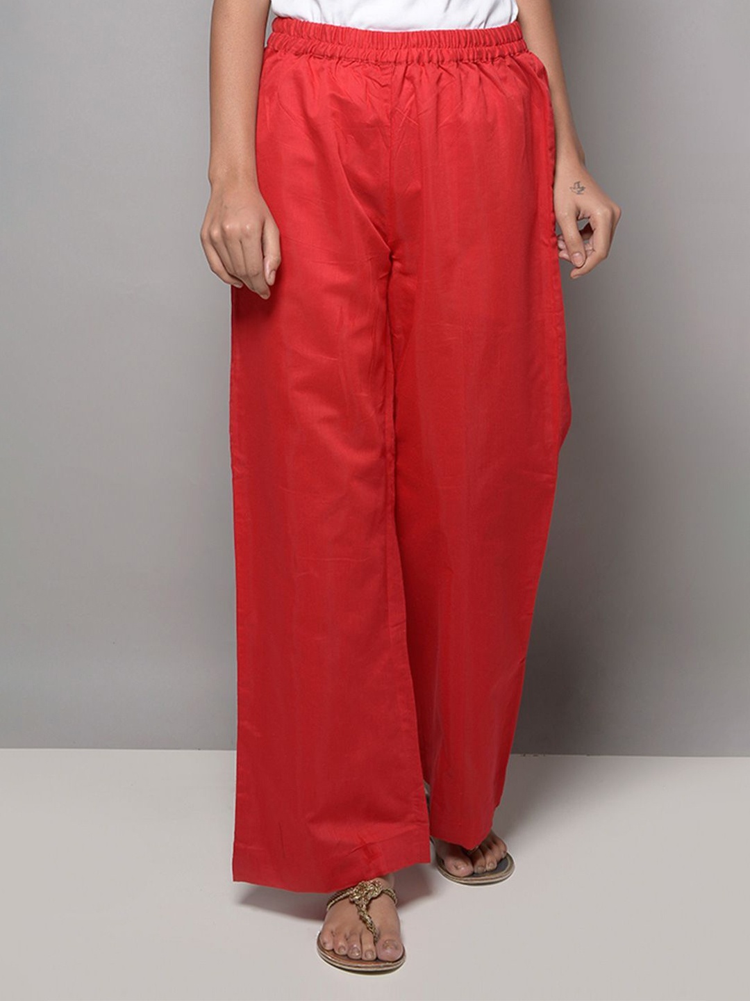 

KHUSHBOO AND PANKAJ Women Flared Handloom Palazzos, Red