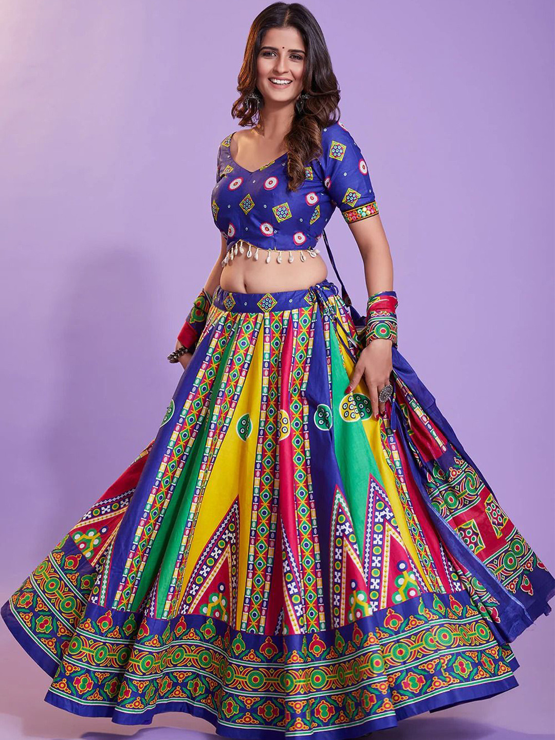 

DDRS FASHION Printed Semi-Stitched Lehenga & Unstitched Blouse With Dupatta, Red