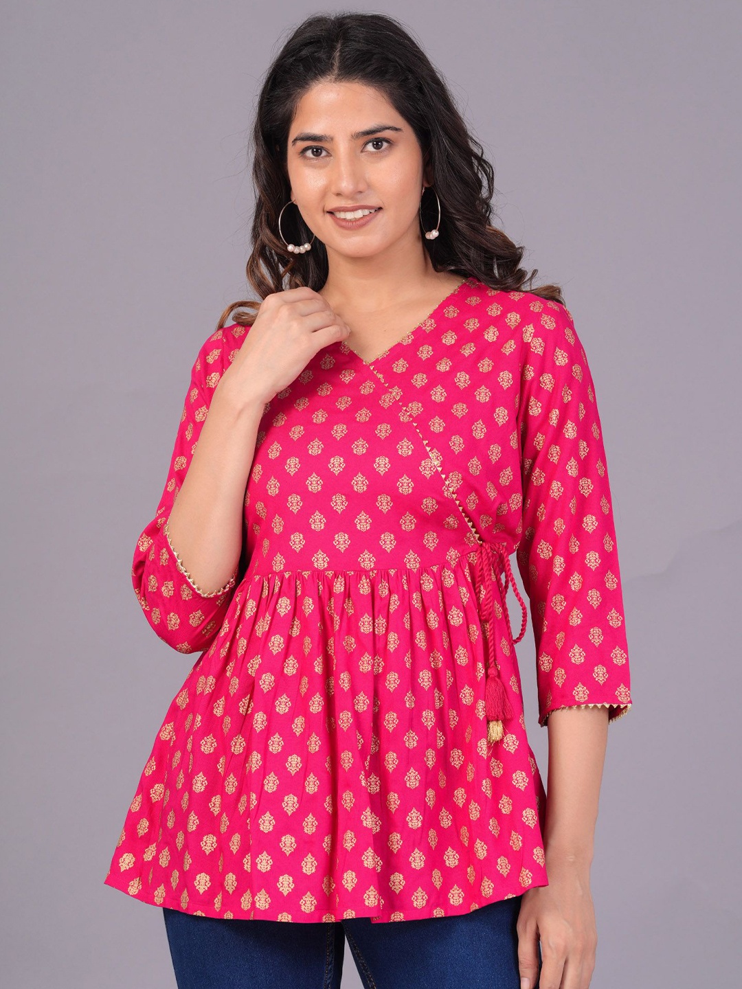 

BAESD Women Floral Printed V-Neck Top, Pink