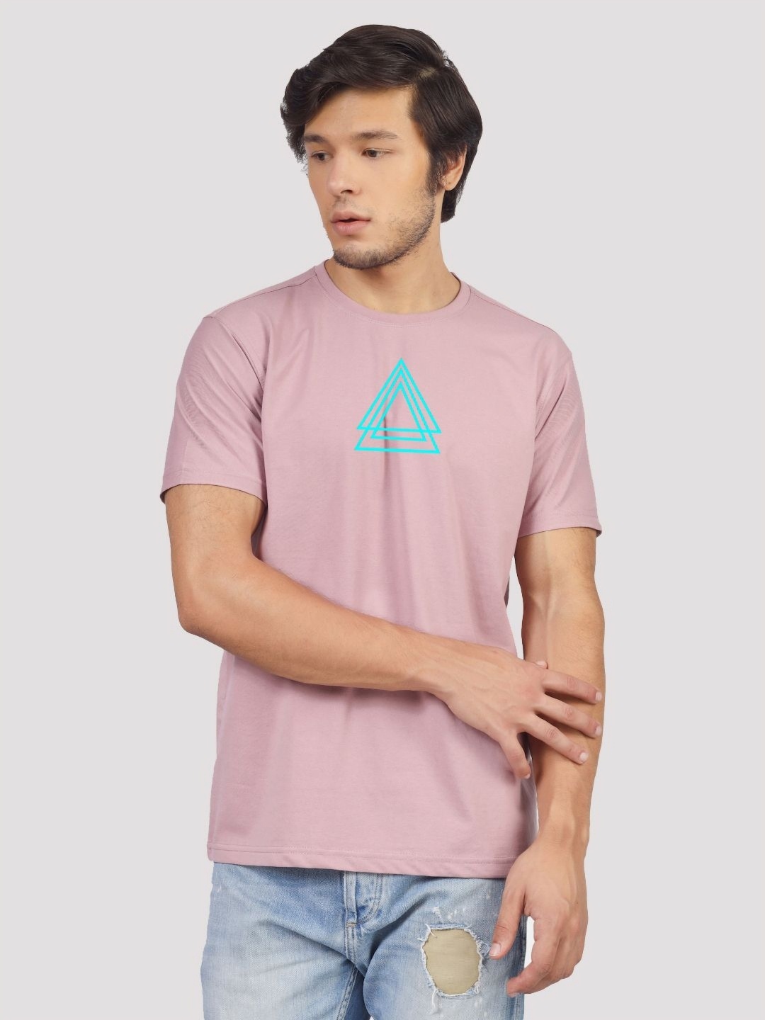 

Greylongg Men Printed Raw Edge T-shirt, Purple