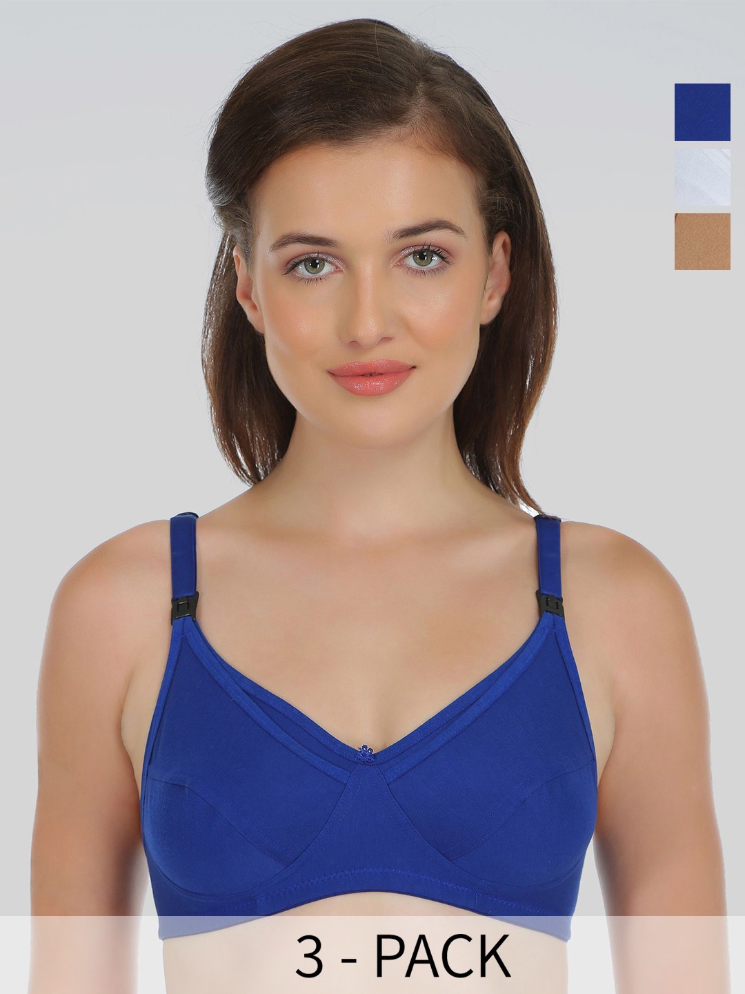 

DressBerry Women Pack of 3 Medium Coverage Bra, Blue