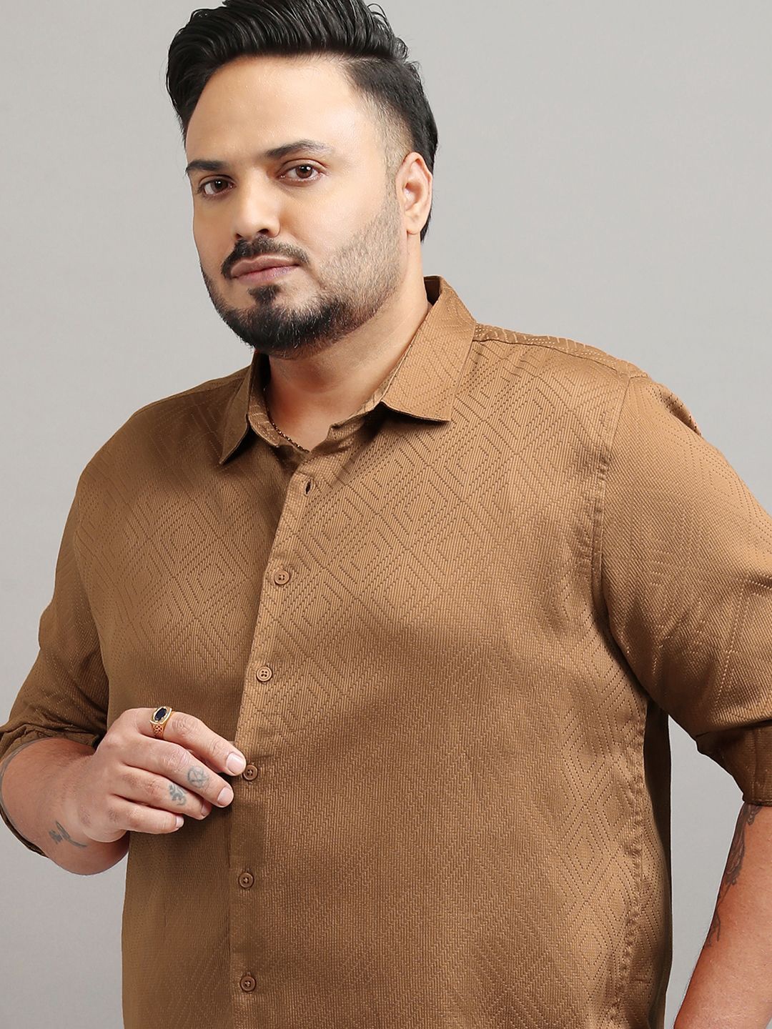 

Highlander Men Plus Size Regular Fit Shirt, Brown