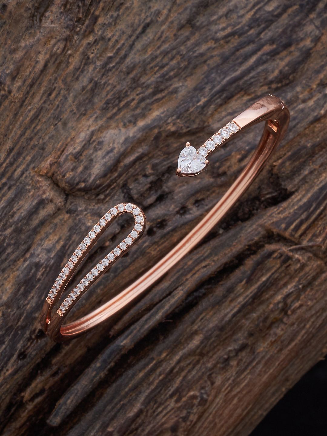 

Kushal's Fashion Jewellery Rose Gold-Plated Cubic Zirconia Kada Bracelet