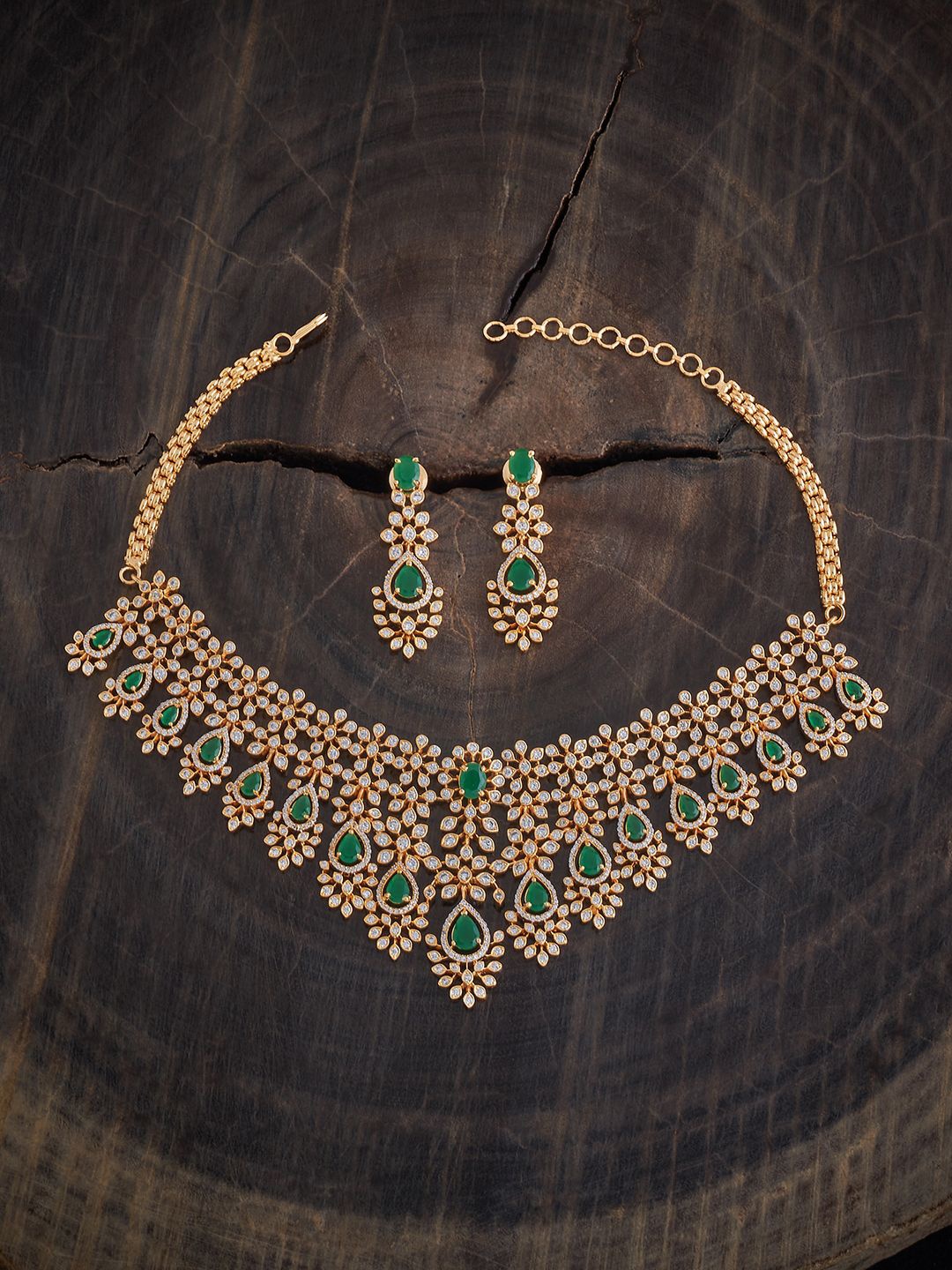 

Kushal's Fashion Jewellery Gold-Plated Cubic Zirconia Stone-Studded Jewellery Set