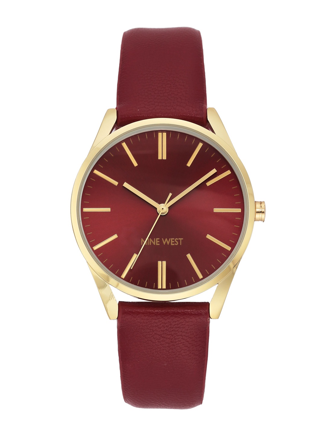 

Nine West Women Dial & Leather Straps Analogue Watch NW-1994GPBY, Burgundy