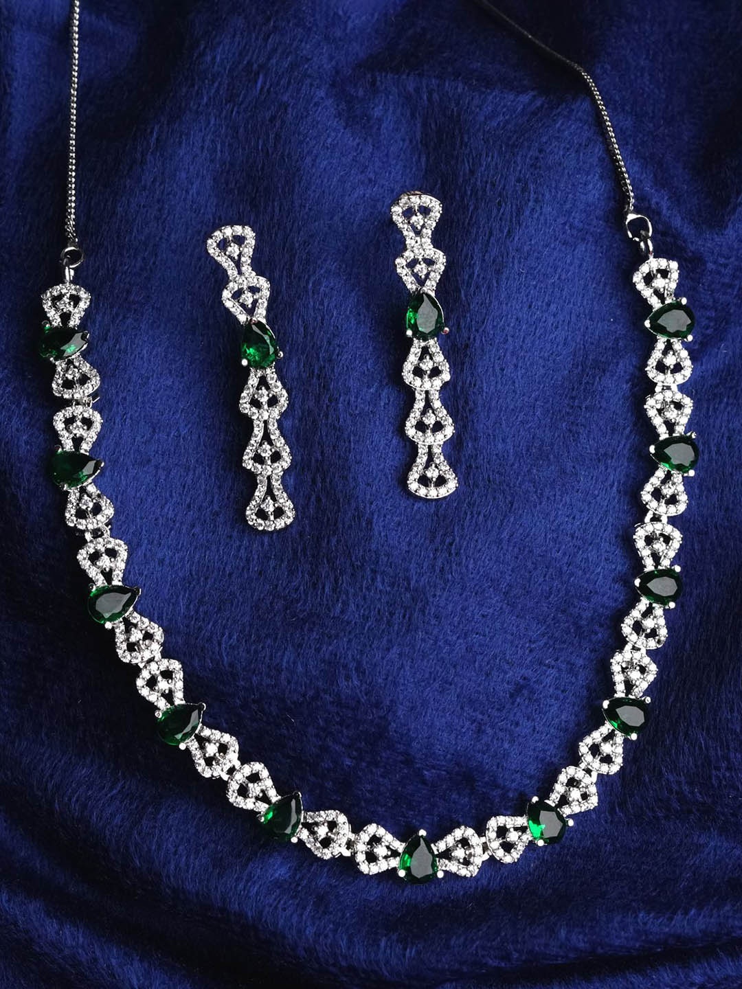 

Zoey Silver-Plated American Diamond-Studded Jewellery Set