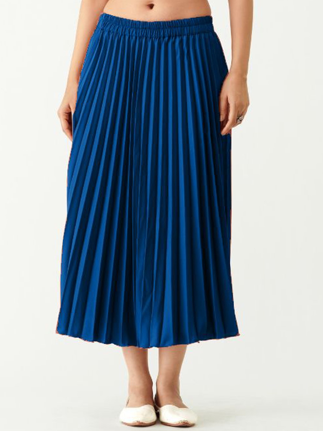 

Vastani Enterprise Pleated Flared Midi Skirts, Blue